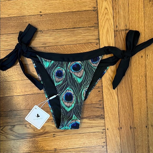 Black and Green Peacock Print Bikini - Picture 2 of 3